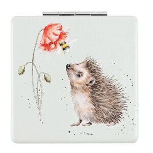 Wrendale Designs Makeup or Purse Compact Mirror, 2x2" Square - Hedgehog